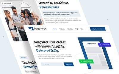 Inside Track | Newsletter Landing Page Design branding design design agency newsletter landing page newsletter website saas landing page saas website ui ui design ux website design