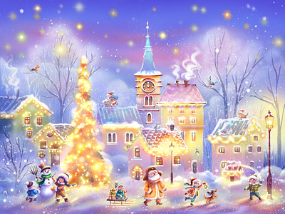 Christmas mood book illustration children book children illustration christmas christmas illustration illustration merry christmas picture book town