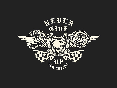 Never Give Up aguila branding custom eagle graphic design logo motorcycle racing tattoo vector