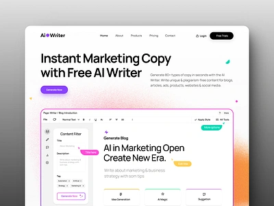 AI Content Writing Assistant Website ai ai article generator website ai platform ai writer artificial intelligence assistant automation automation copywriting chatbot content content writing copywriting design generate paragraphai landing page saas landing page seo text generator tools web design