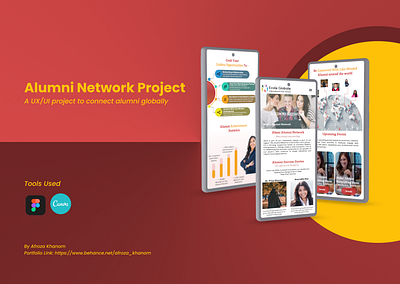 Ecole Globale: Alumni network project alumni alumni association app design canva design education figma infographic mobile app mockups ui uiux