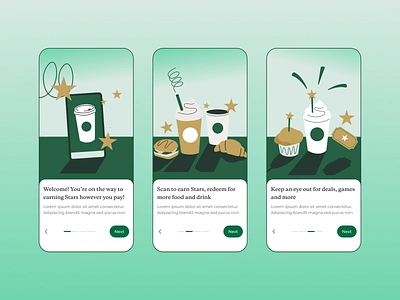 Starbuck OnBoarding | UI Mobile APP Design app design creative design system mobile app onboarding saas ui starbuck app ui ux design ui design user research wireframing