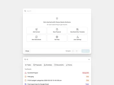 Command + K app command quick action saas search ui ux