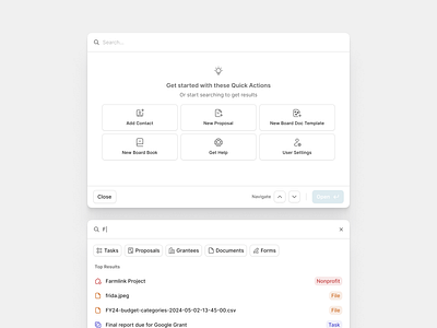 Command + K app command quick action saas search ui ux