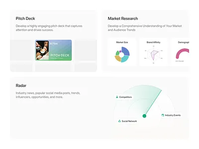 Cards bento cards chart deck graph landing market research pitch radar