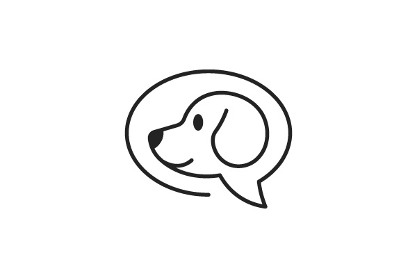 combination of dog logo and chat icon, dog logo represents pet and chat represents consultant, so th