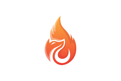 fire fox logo abstract bold burn design fire flame fox logo