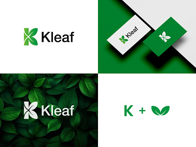 Leaf logo and brand identity brand branding creative k k letter leaf leaves letter k with leaf logo logo branding logotype mark minimalist modern natural organic