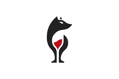 fox wine logo abstract black fox liquor logo negative space red wine