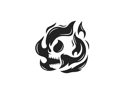 skull fire logo black burn fire flame logo skull spirit