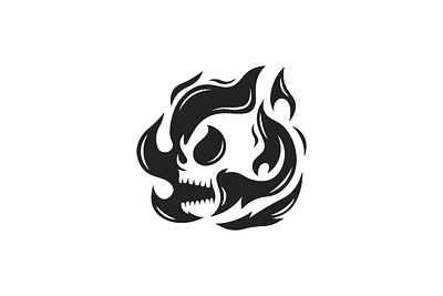 skull fire logo black burn fire flame logo skull spirit