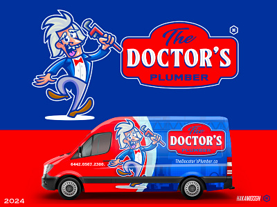 THE DOCTORS PLUBER MASCOT LOGO + VAN WRAP DESIGN CONCEPT brandinglogo cartoonlogo doctorslogo hvaclogo hvacmascot lamplogo masvotlogo plumbermascot plumbinglogo plumbingmascot servicelogo