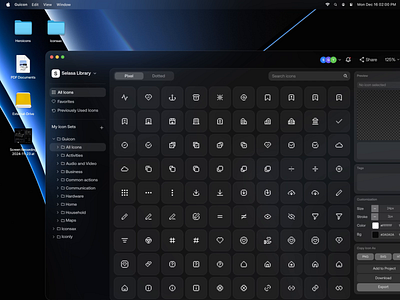Guicon - Library Dashboard (Drag & Drop) animation dark dashboard design explore icon library macos ui ui interaction