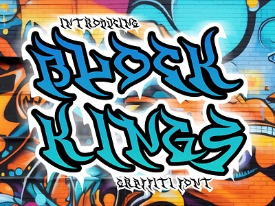 Block Kings – Graffiti Style Font aesthetic branding font creative font display font edgy font graffiti font graphic design illustration logo font modern font movie mural music poster font rebellious street art stylish font tribal tattoo typography urban font