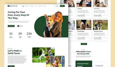 "Empowering Pet Care: Modern UI for Pet Services"​​​​​​​ animalcare cleanui dogwalkingui figmadesign greentheme landingpagedesign minimalisticdesign moderndesign petcare petservices pettrainingwebsite prettypetbd pricingsectiondesign responsivedesign servicebaseddesign userinterface uxdesign visualhierarchy webdesign webui