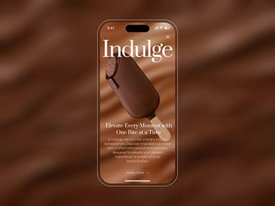 Indulge - Mobile App Concept application design brand brown ice cream app ice cream ui landing page ui ui design ui ux web design