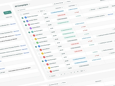 Product design for voice AI platform ai data filters product design real state table ui tables ui ui components ux visualization web design