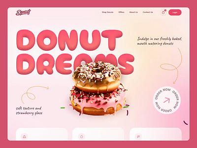 Donut Delights: Interactive Website UI Design 3d 3d website animation design agency donuts website food delivering website food landing page graphic design indian design agency interactive website landing page design landing page ui motion graphics ui ui design ux website design