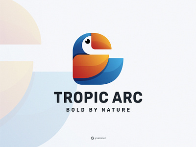 TROPIC ARC Creative Toucan Logo Design animal bird branding colorful colors cute design geometric holiday icon identity illustration logo mark nature premium symbol toucan travel vector