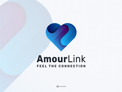 Amour Link Creative Love Heart Logo Design blue branding colorful connection couple date digital gradient graphic design heart icon link logo love mark minimalist modern relationship vector