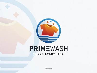 PRIME WASH Creative Laundry Logo Design brand designer clothes wash colorful custom logo gradient graphic design identity logo logo design loundry minimalist modern vector wash