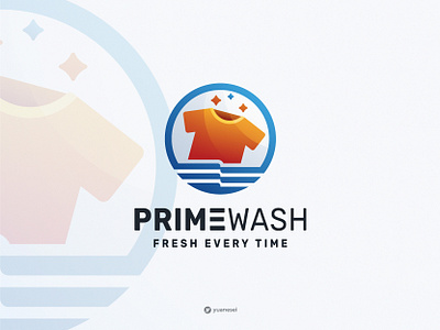 PRIME WASH Creative Laundry Logo Design brand designer clothes wash colorful custom logo gradient graphic design identity logo logo design loundry minimalist modern vector wash