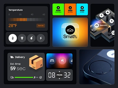 Smart Home Case Study 3d animation app case cinema4d grid home house product design smart home thumbnail ui ux