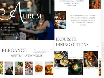 🍽✨Aurum Fine Dining Website black clean cleanui design dribbbleshots e commerce elegant inspiration landingpage minimalistui modern modernui restaurant trendingui ui uiinspiration uilandingpage uiwebsite ux white