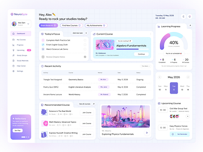 NeuroByte AI: Logo Design adaptive education ai artificial intelligence dashboard dashboard design dashboard ui education machine learning online learning pink purple school study ui user interface ux