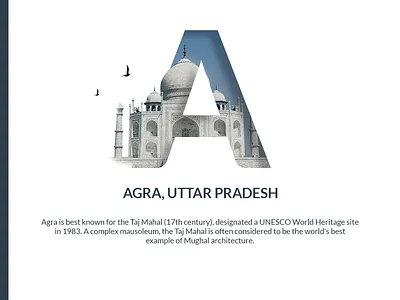 A to Z India - A : Agra a a to z india adobe photoshop agra cities in letter creatives graphic design image in letter indian cities taj mahal