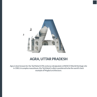 A to Z India - A : Agra a a to z india adobe photoshop agra cities in letter creatives graphic design image in letter indian cities