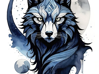 Moon fox. fantasy fantasy art fox illustration magic magical moon moon fox watercolor