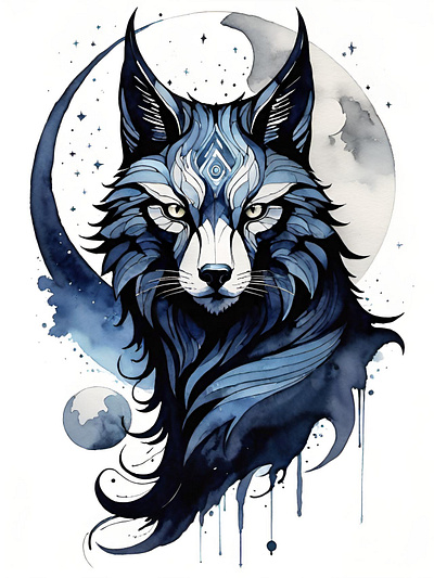 Moon fox. fantasy fantasy art fox illustration magic magical moon moon fox watercolor