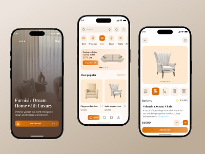 Luxury Furniture App app application architecture cesign chair company decor furniture home interior interior design lux luxury mobile mobile app mobile application modern murniture app sofa ui