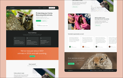 SafePaws - non-profit organization landing page adobe xd animals design figma landing page portfolio product design sketch ui ui design user experience ux design web design webflow wildlife