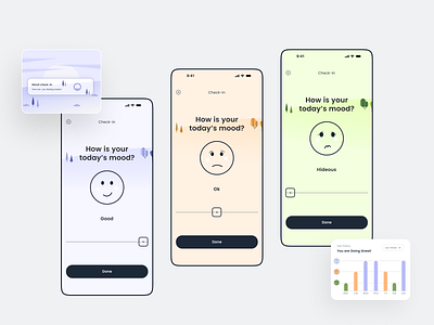 Mood Tracker app design health app illustration mood tracker therapy app ui uiux