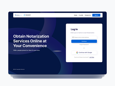 eNotaryOnCall - Login Page Design app ui branding dashboard design login page ui ux