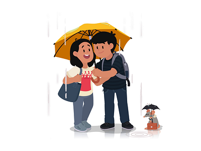 ☔ 2d animation character motion graphics rainy umbrella