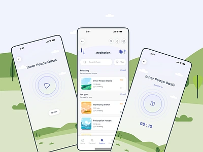 Meditation Feature app meditation ui uiux