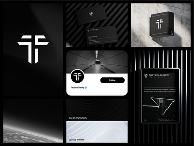 Tactical Clarity Cyber Security Logo and Branding black blackwhite branding bw clean cyber design icon it logo modern monogram presentation security t tech visual design