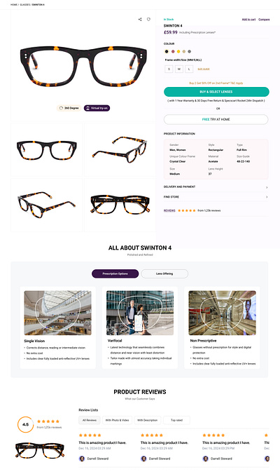 Specs Product detail page with ratings and reviews (PDP) branding lenskart pdp product detail page ratings reviews specs specscart