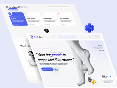 Footcare UI Web Design branding figmauidesign footcarewebdesign foothealthlandingpage healthservice healthwebdesign inspiration uxuidesign winter leg care