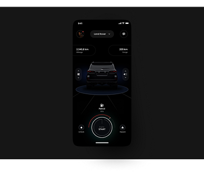 Land Rover app app application car dark darkmode design engine homepage mobile mobileapp mode toyota ui uidesign vehicule