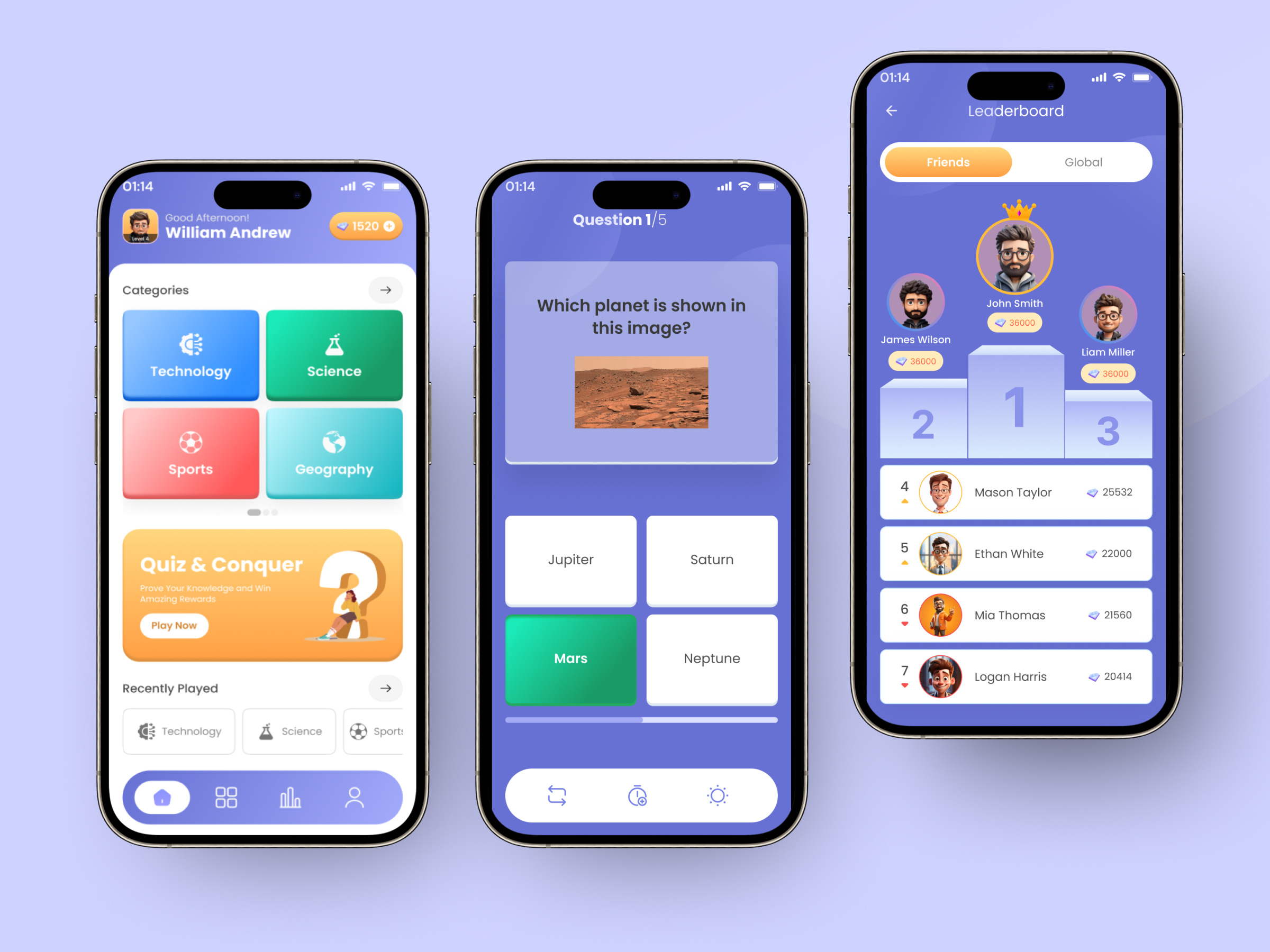 Quiz Game App Design 🎮🏆 by M. Zahid Ahamed Tusar on Dribbble