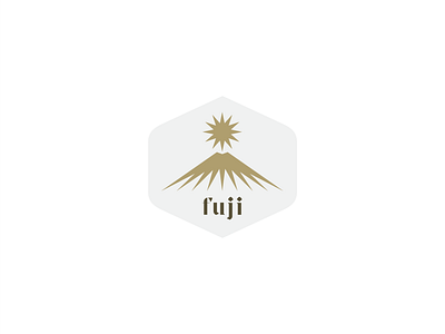 fuji badge branding east elegant geometry gold graphic design icon illustration japan light logo mark modern mountain peak rays sun sunrise volcano