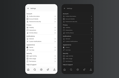 Daily UI Challenge #007 - Settings aesthetic dailyui dailyui7 dailyuisettings design inspo light and dark mode mockups settings settings page design themes ui design