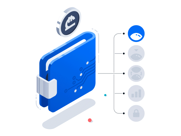 E-wallet. Animated Isometric Illustration. JSON Lottie. animated animation crypto crypto wallet data visualization digital wallet e wallet electronic wallet exchange graph illustration infographic isometric isometric animation isometric illustration isometric infographic json lottie vector web animation