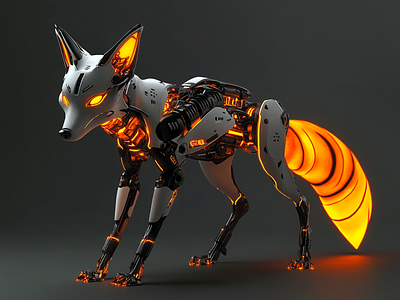 Robotic Fox 3d modelling animal blender cgi cyberpunk futuristic glowing mechanical r1n7t0xb sci fi wild