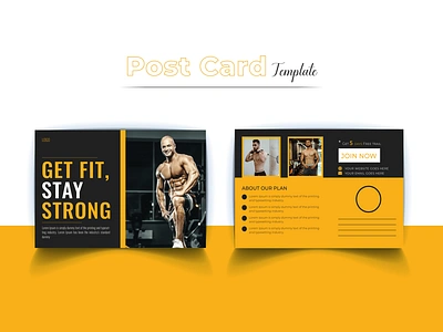 Gym and fitness postcard design template body exercise fitness fitness postcard graphic designer gym gym postcard gymnasium gymnasium postcard marketing modern postcard postcard design postcard template print design professional promotion template trainers workout