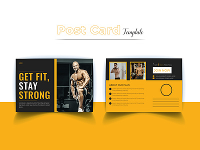 Gym and fitness postcard design template body exercise fitness fitness postcard graphic designer gym gym postcard gymnasium gymnasium postcard marketing modern postcard postcard design postcard template print design professional promotion template trainers workout